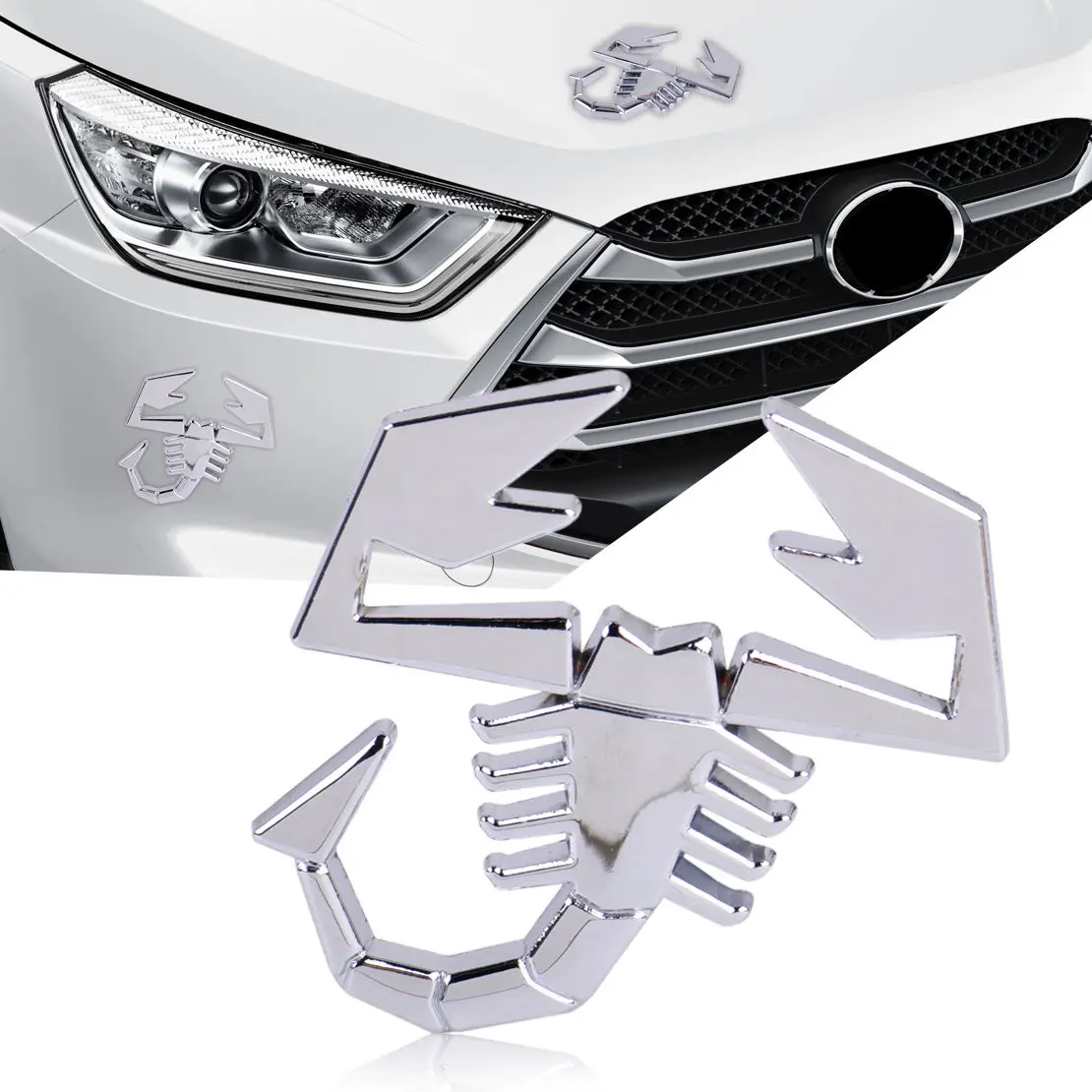 Silver 3D Metal Zinc Alloy Scorpion Badge Emblem Sticker Decal for Car