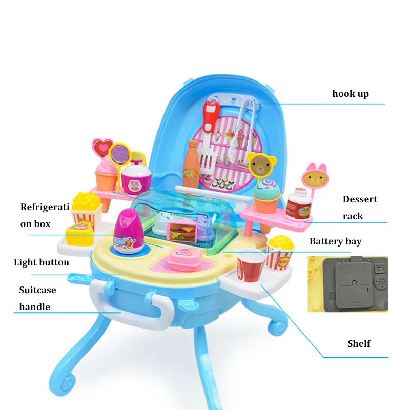 Легкая музыка мороженое стол имитация стойка для десертов игровой домик для девочек мороженое игрушки Набор Семейные интерактивные, образовательные игрушки