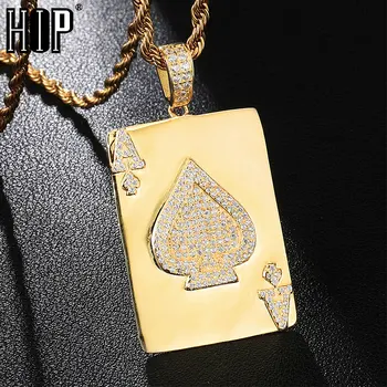 

HIP Hop Iced Out Bling Cubic Zircon CZ Cool Poker Necklace & Pendant for Women Men Jewelry Wholesale