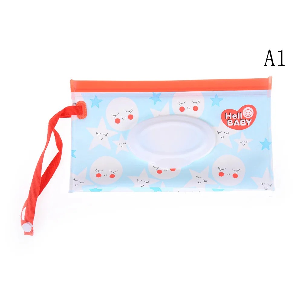 Eco-friendly Easy-carry Snap-strap Wipes Container Wet Wipes Bag Clamshell Cosmetic Pouch Clutch and Clean Wipes Carrying Case - Цвет: 1