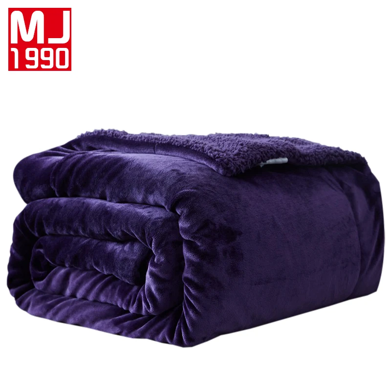 Hot 2 Layers Pink White Sherpa Blanket Solid Color Manta Christmas Gift