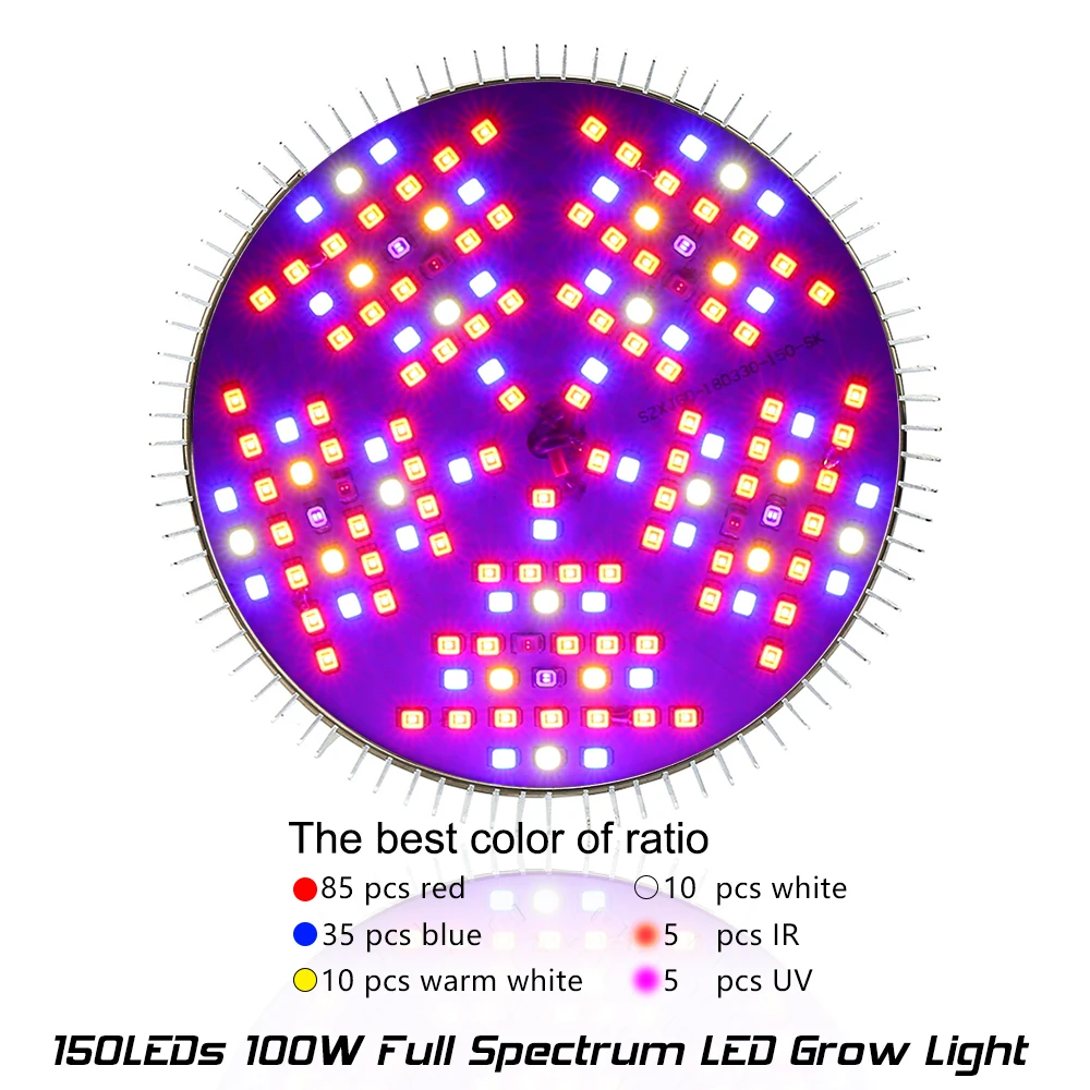 Полный спектр светодиодный светильник для выращивания 30 Вт 50 Вт 80 Вт 100 Вт E27 Светодиодный светильник для выращивания растений фитоламповый фитоламп для внутреннего гидропоника, шатер для выращивания