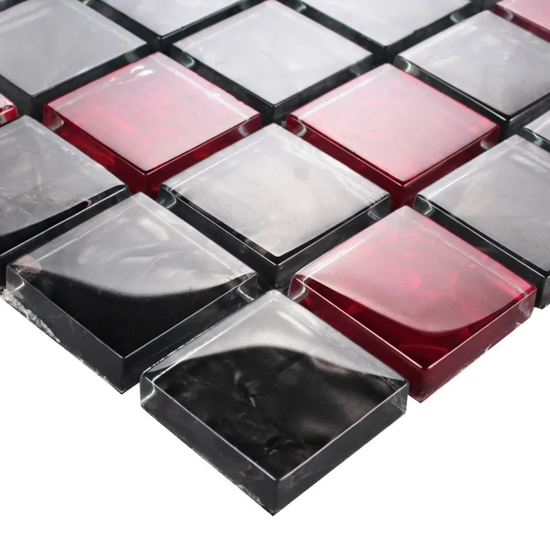 Crystal Red and Black Mosaic 20 mm (2)