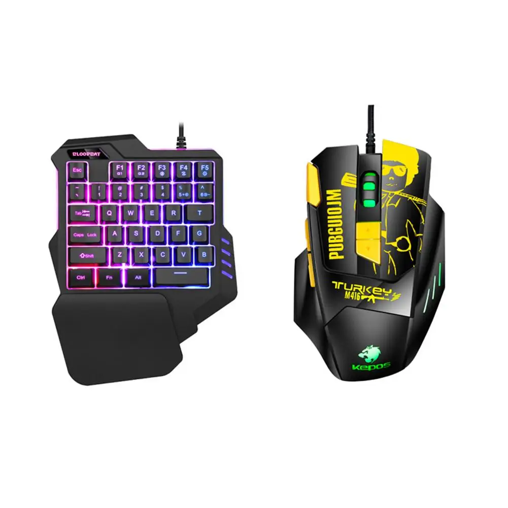 

Pro Single Hand Glowing RGB Backlit USB Gaming Keyboard Mouse for PC Laptop dropshipping2019