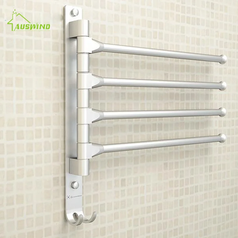 Kaufen AUSWIND Handtuch Rack Beweglichen Handtuch Bars 4 3 2 Arme Raum Aluminium Handtuch Rack Wc Handtuch Hängen mit haken Bad Zubehör