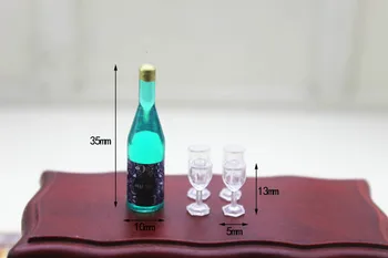 

1:12 dollhouse miniature Mini wine bottle with cups toy match for forest animal family collectible Gift 2018