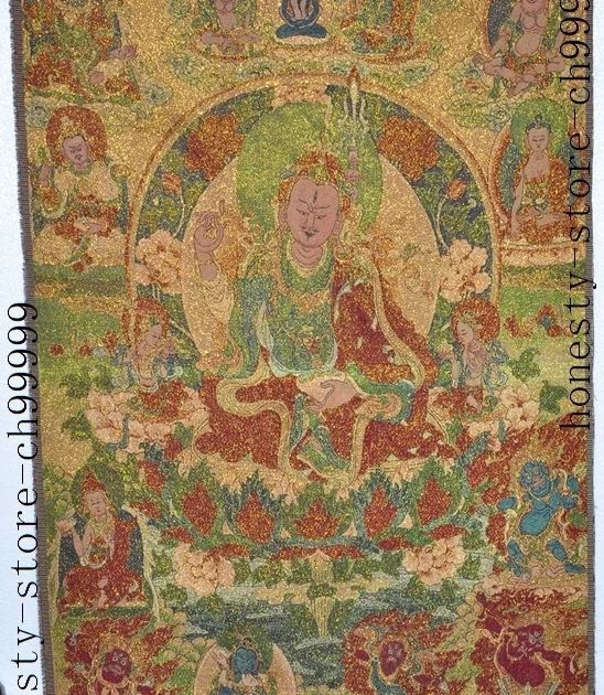 WBY 35 &quotтибетская шелковая вышивка искусство Tangka Padmasambhava Бог статуя Будды танка |