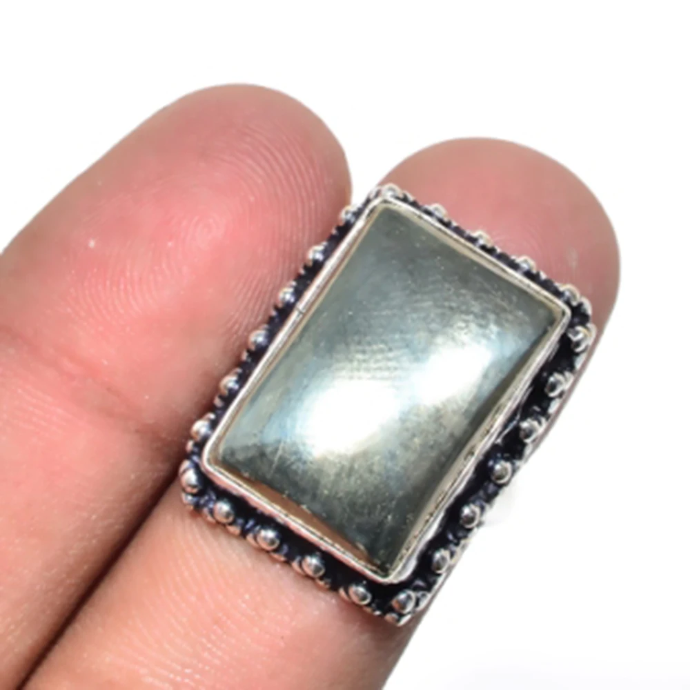 

Pyrite Jaspers Ring Silver Overlay over Copper, USA Size7.25,R5187