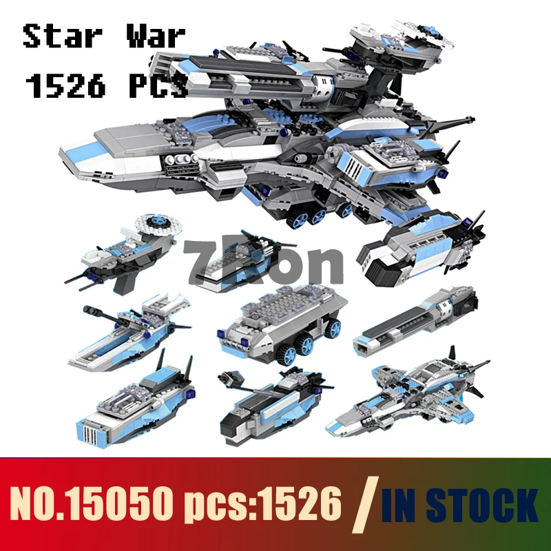 

Models building toy 15050 1526pcs 8in1 Military Star Wars Spaceship Aircraft Building Blocks Compatible toys & hobbies
