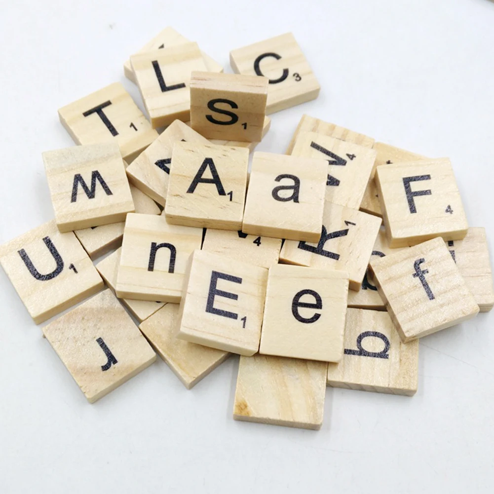 

100Pcs Scrabble Alphabet Tile Handcraft Word Complete Letter Set Name Tage Wooden Number Scrapbooking