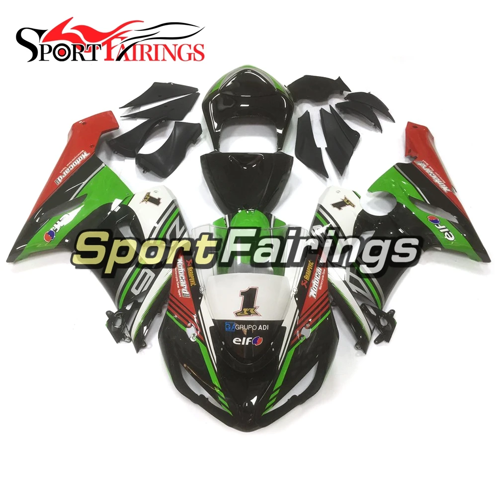 Наборы для тела Kawasaki ZX-6R 2005 2006 ABS Пластик инъекций корпусов мотоциклетные ZX6R 05 06 рамы кузова черные; зеленые; красные крышка Панель