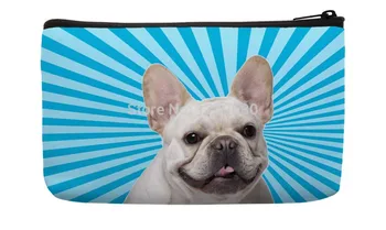 

Blue Stripe Rays Cute Bulldog Pattern High Quality Print Small Cosmetic Bag Wristlet hand bag