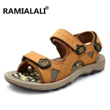 Мужские сандалии; Летняя обувь из натуральной кожи; новая пляжная мужская повседневная обувь; мужские сандалии для улицы