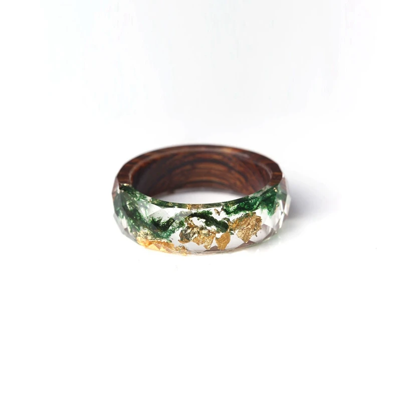 Кольца из дерева и цветов для женщин, кольца из прозрачной эпоксидной смолы, винтажные женские массивные ювелирные украшения, амулеты TN-0216 - Цвет основного камня: F
