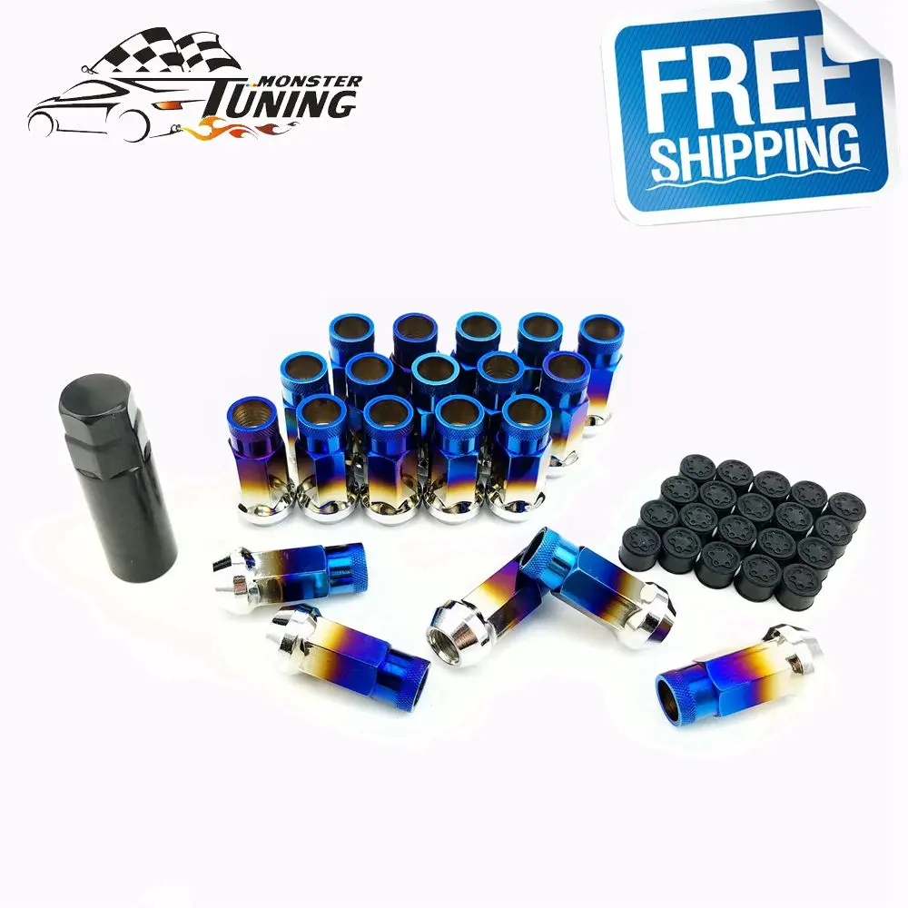 

Free Shipping 20 Pcs Steel Wheel Lug Nuts Length 50mm M12x1.5/M12x1.25 Roasted Blue