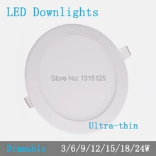 Thickness 3W/6W/9W/12W/15W/18W/24W round dimmable LED downlight emergency LED panel / painel light lamp for bedroom luminaire