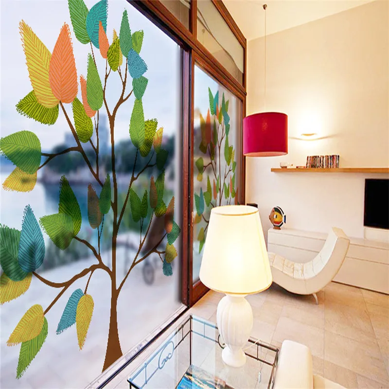 

Electrostatic window covering transparent opaque PVC frosted glass decorative film cartoon tree window glass door window sticker