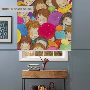

MOMO Cartoon Kids Window Curtains Roller Shades Blinds Shutter Thermal Insulated Blackout Fabric Custom Size, PRB set295