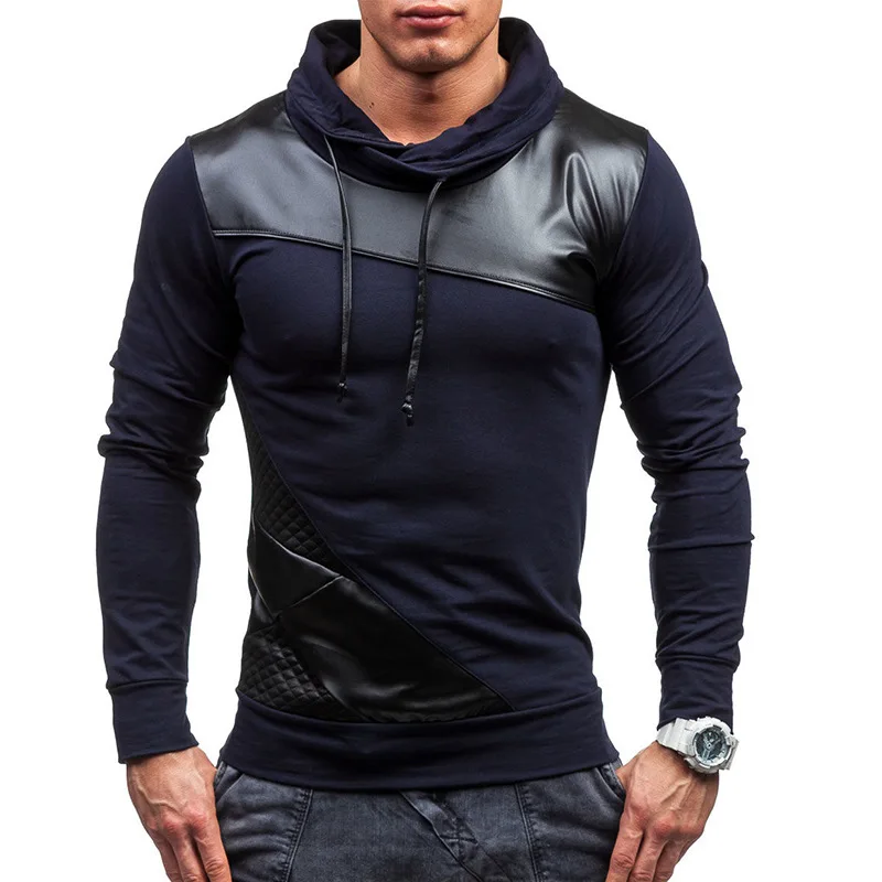 XXL Mens Sudaderas Hombre Hip Hop Stitching Turtleneck Pullover Hoodie ...