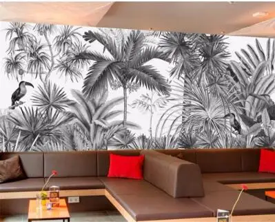 Пользовательские обои Европейский Винтаж Ручная роспись черный и белый Coot Tufts джунгли Фреска ТВ фон стены 3d обои