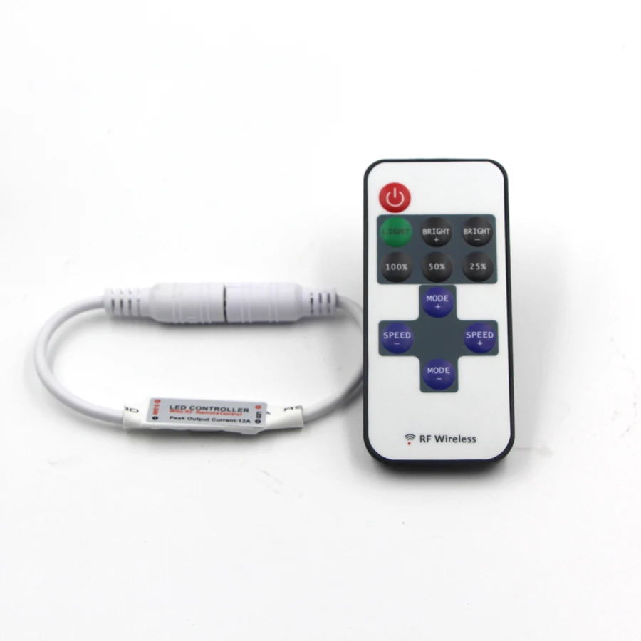 

Mini RF Wireless Remote Led Dimmer Controller w/ 11Keys For Single Color Led Strip Light SMD 5630 SMD5050 SMD3528 DC 12V 24V