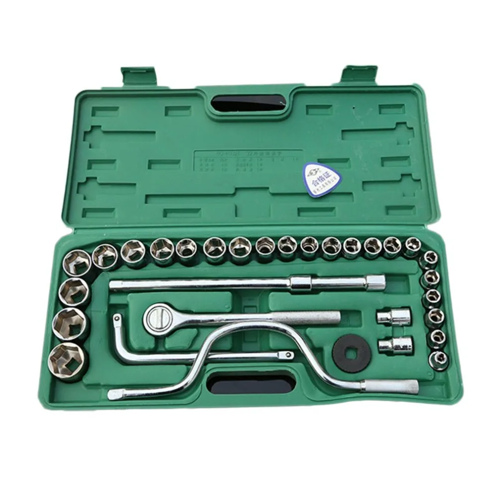 

32pcs Socket Wrench Set Drive Hexagonal Sockets Quick Release Reversible Ratchet Handle Car Repair Tool