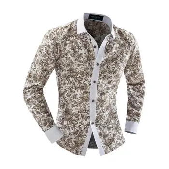 

2017 Retro Floral Printed Man Casual Shirts Fashion Classic MenShirt Breathable Men's Long Sleeve Brand Clothing