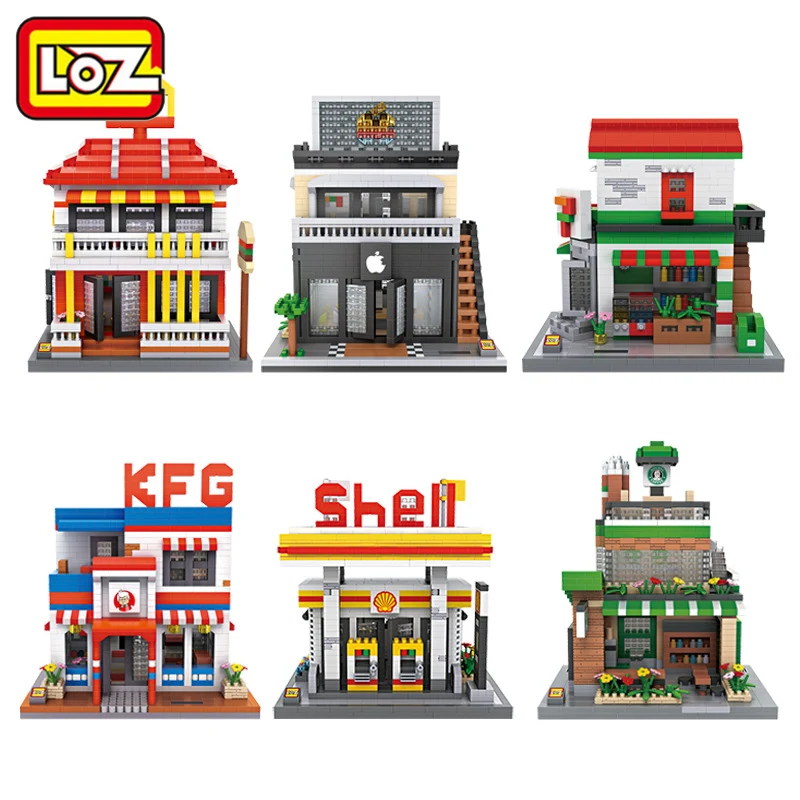 

LOZ Diamond Blocks City Street Store Restaurant Mini Street View Model Building Kits Fast Food Shop DIY Educational Gift