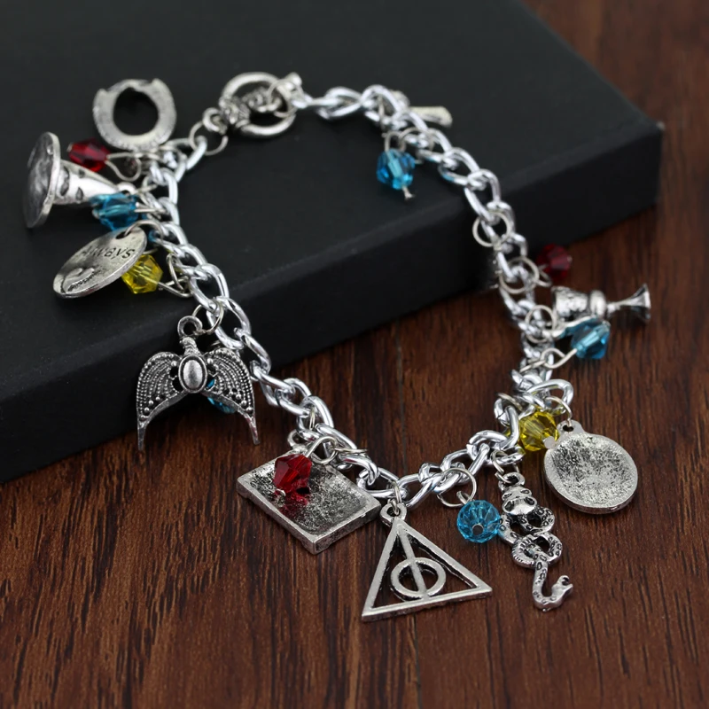 New Horcrux Wristlet Bracelets Crystal Stone Deathly Hallows Dark Mark Sorting Hat men and women Trinket wristlet