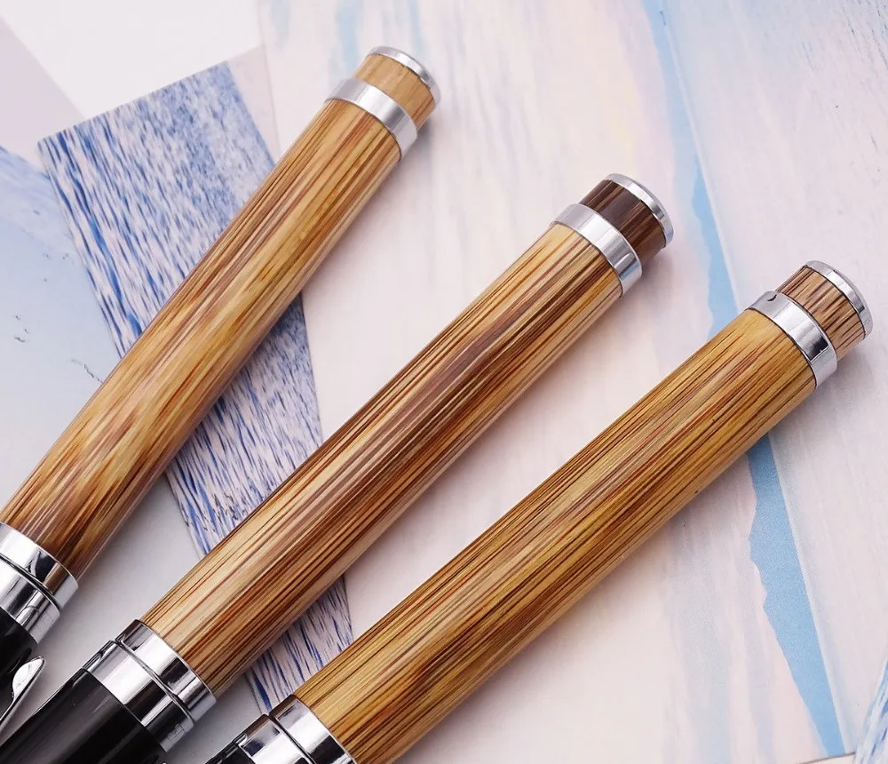 Duke 552, перьевая ручка для руководителя, натуральная золотая полоса, бамбук, средний перьевой наконечник, расширенный, хромированный, для офиса, бизнеса, школы, подарок