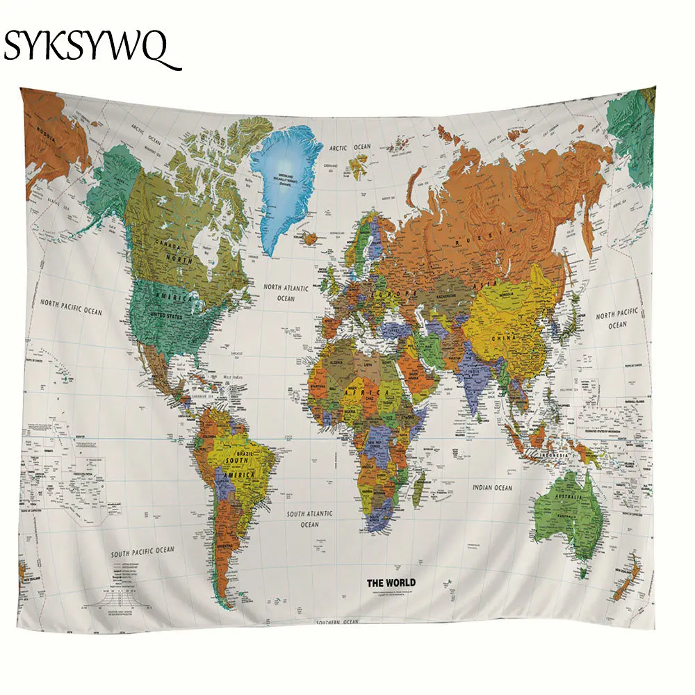 

world map tapestry wall fabric mexican decor wand doek drop shipping bohemian map hanging wall tapestry