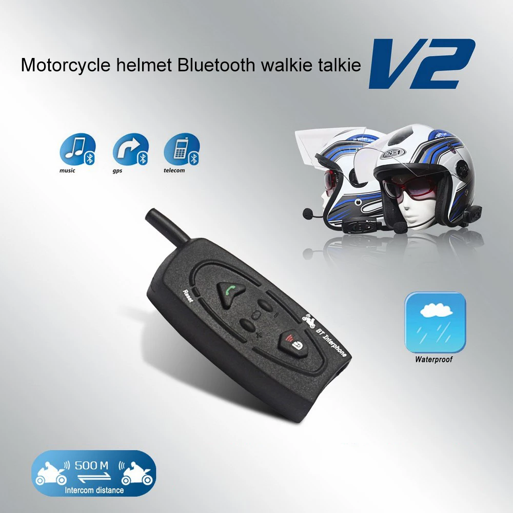 

Motorcycle Helmet Bluetooth Walkie-talkie V2-500 Smart Full Duplex Bluetooth Real-time Stereo Walkie-talkie Waterproof Windproof