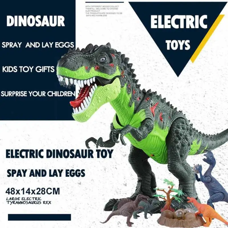 Детский Электрический игрушечный динозавр, большой размер, ходячий звук, животные, модель, музыкальный светильник, спрей, детские игрушки для детей, распознавание