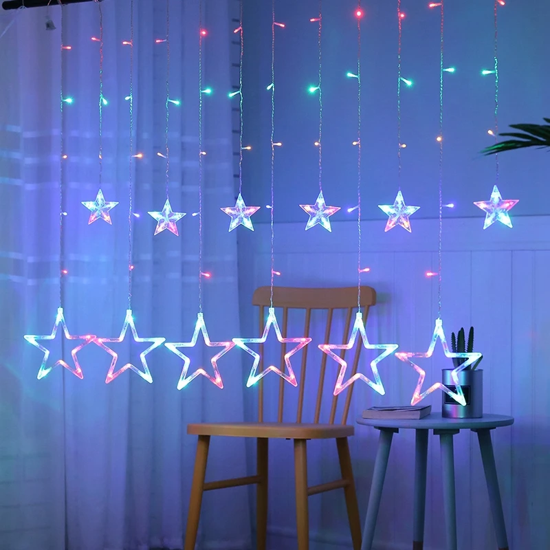 

2M Christmas LED Lights AC 110-220V Romantic Fairy Star LED Curtain String Lighting for Holiday Wedding Garland Party Decoration