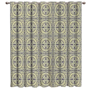 

COCOHouse Vintage Round Ethnic Pattern Bohemia Window Treatments Curtains Valance Living Room Fabric Indoor Drapes Kids Window T
