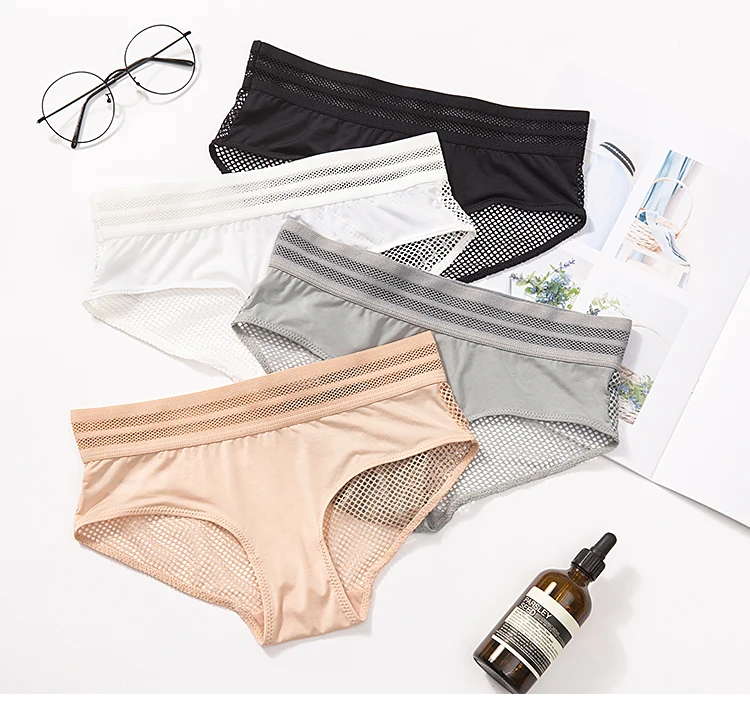 Women's breathable full cotton crotch underwear transparent soft comfortable lady's triangles