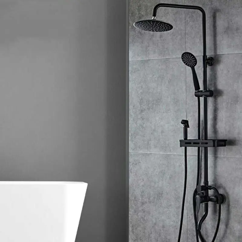 

All copper black shower bathroom European retro shower head lift shower belt washer faucet tap