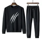 Loldeal Men's Athletic Tracksuit Sweat Suits, Autumn Winter Printed Top Pants Sets Sports Suit Tracksuit