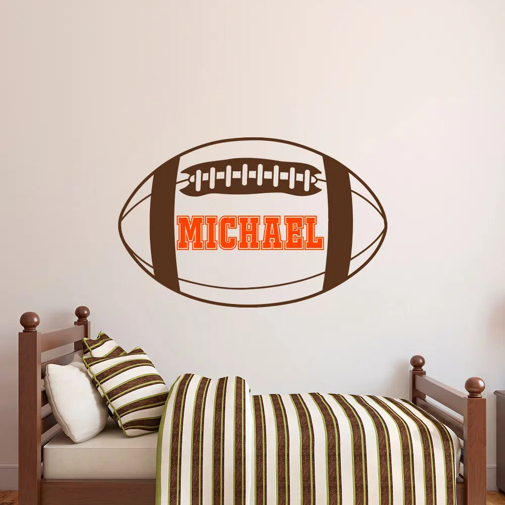 

American Football Name Wall Decal Personalized Name Wall Sticker For Kids Boys Bedroom Art Vinilos Wall Sticker Poster NY-265