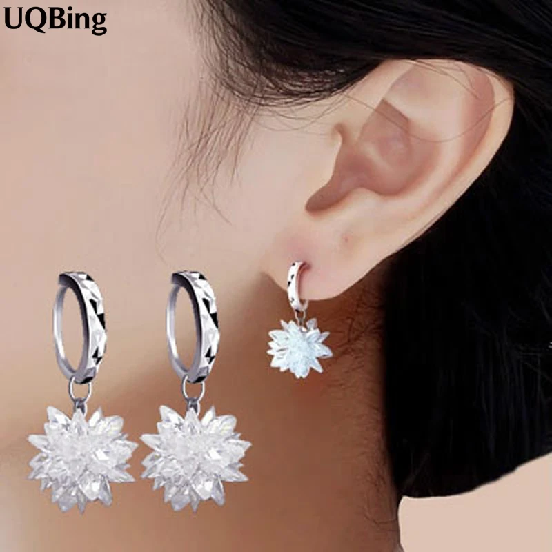 Newest Plata 925 Sterling Silver Clip Earrings 925 Silver Crystal