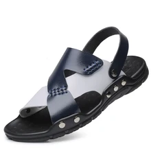 Лидер продаж года; мужская пляжная обувь из натуральной кожи большого размера; Летние Стильные мужские модные сандалии большого размера