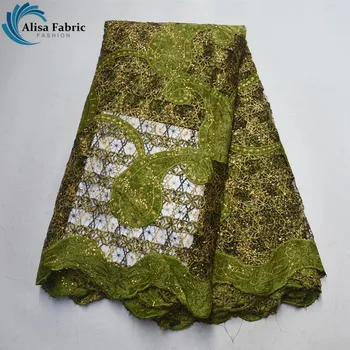 

Lovely Color French Water Soluble Lace With Sequins Super Quality African Lace Fabric Velvet Embroidery Lace For Wedding Clothes