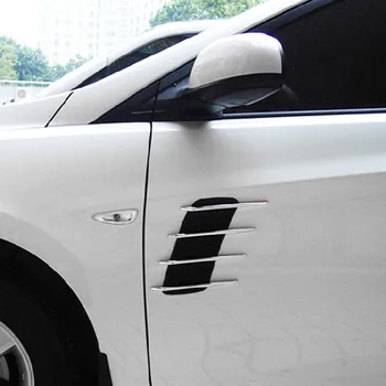 

1 Pair Shark Gill Modified Car Styling Exterior Accessories Simulation Vent Air Flow Fender Chrome Alloy Metal Universal Sticker