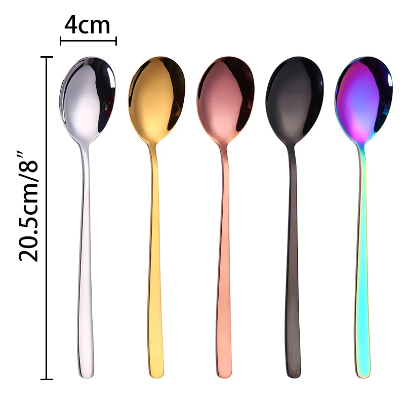 5 Color Soup Spoon for Ice Cream Dinner Spoons Size