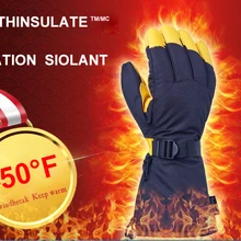 Мужские и женские рукавицы перчатки для катания на лыжах новые лыжные перчатки из воловьей кожи сноуборд Мотоцикл минус 50 градусов зимние теплые водонепроницаемые