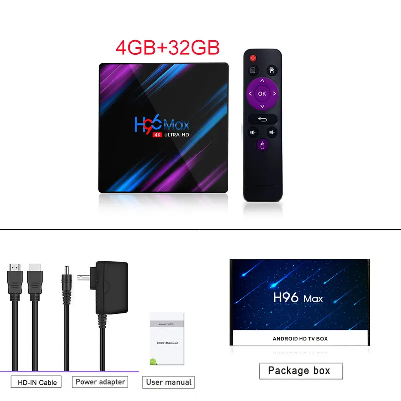 H96 MAX 9,0 Android tv Box Rockchip RK3318 4K Smart tv Box Гб ram 64 Гб H.265 4K Google Voice 2,4G& 5G Wifi BT4.0 медиаплеер - Цвет: 4G 32G