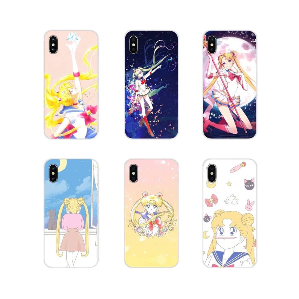 Силиконовый чехол для телефона Samsung Galaxy S4 S5 MINI S6 S7 edge S8 S9 S10 Plus Note 3 4 5 8 9 Cute Sailor Moon