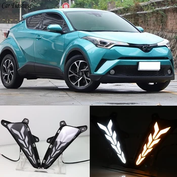 

CSGJMY Car DRL LED Daytime Running Light Daylight For Toyota C-HR CHR 2016 2017 2018 2019 Turn Signal Style Relay ABS Fog lamp