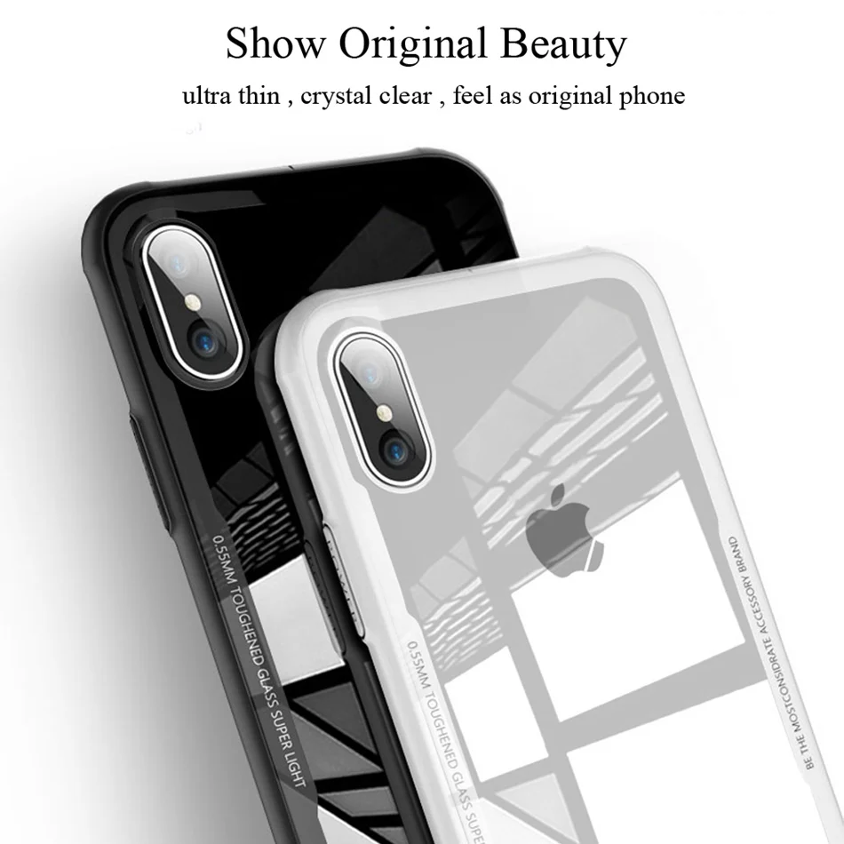 Чехол DUZHI из закаленного стекла для телефона iPhone 7 8 XR XS чехлы стеклянный чехол X Max 6