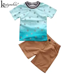 Keaiyouhuo детей Комплекты для девочек одежда из хлопка для маленьких мальчиков летний костюм детские спортивные костюмы футболка + Шорты для